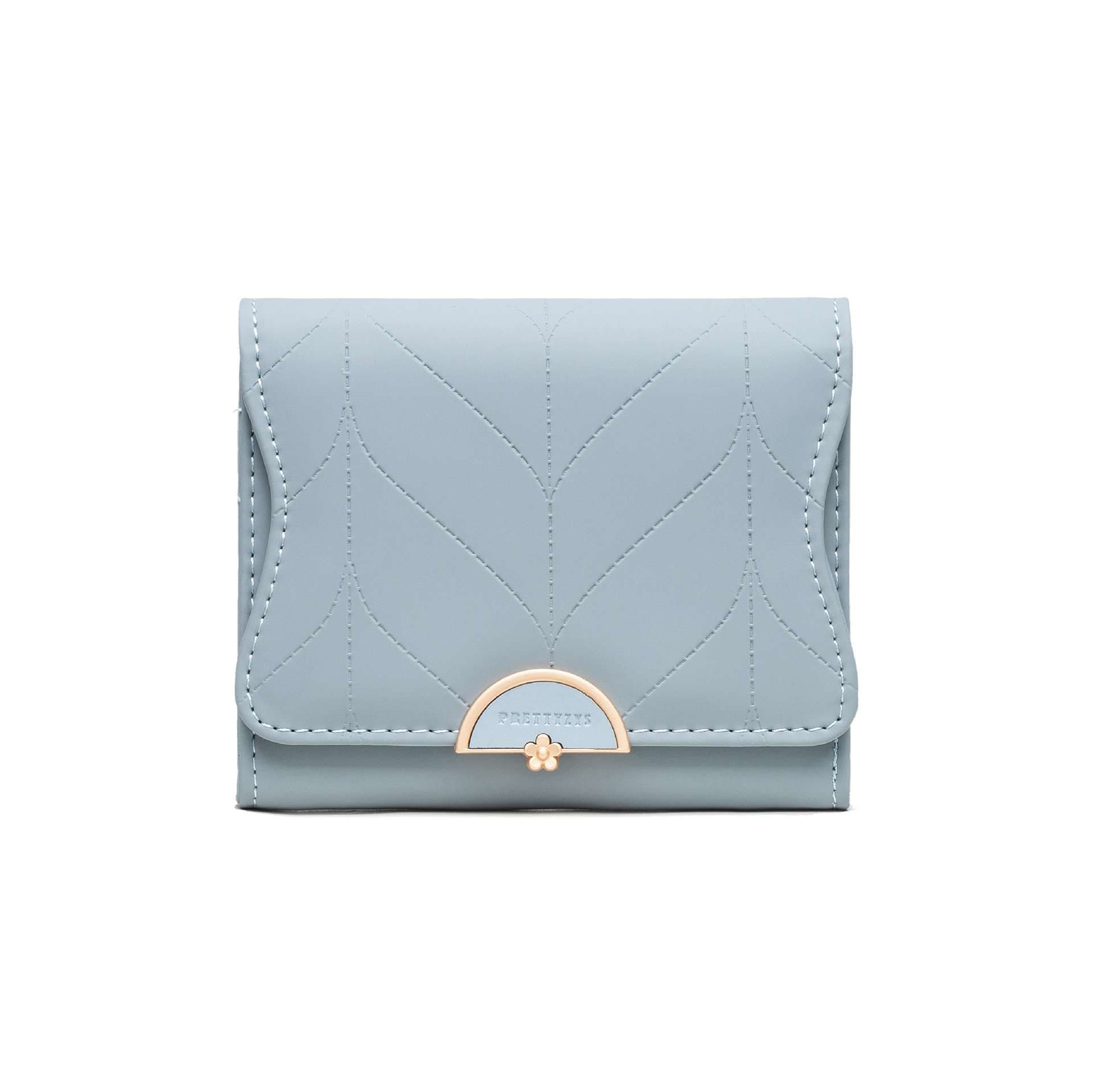 革財布 リーフ柄型押しスナップミニ財布