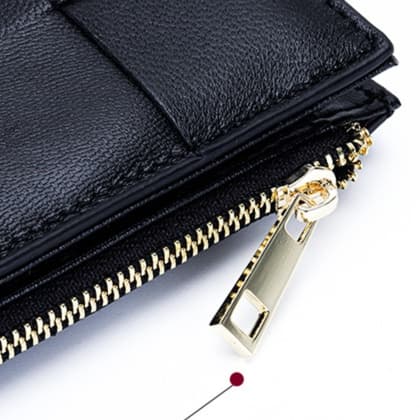 編み込み革コンパクトウォレット