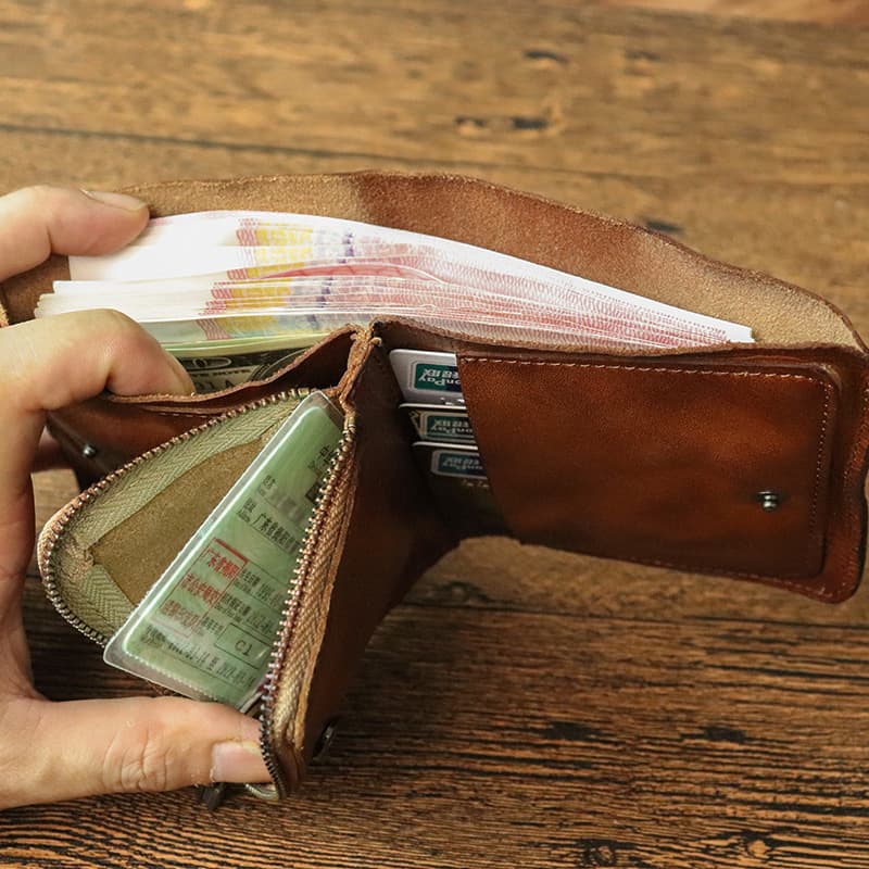 ヴィンテージ風牛革ウォレット