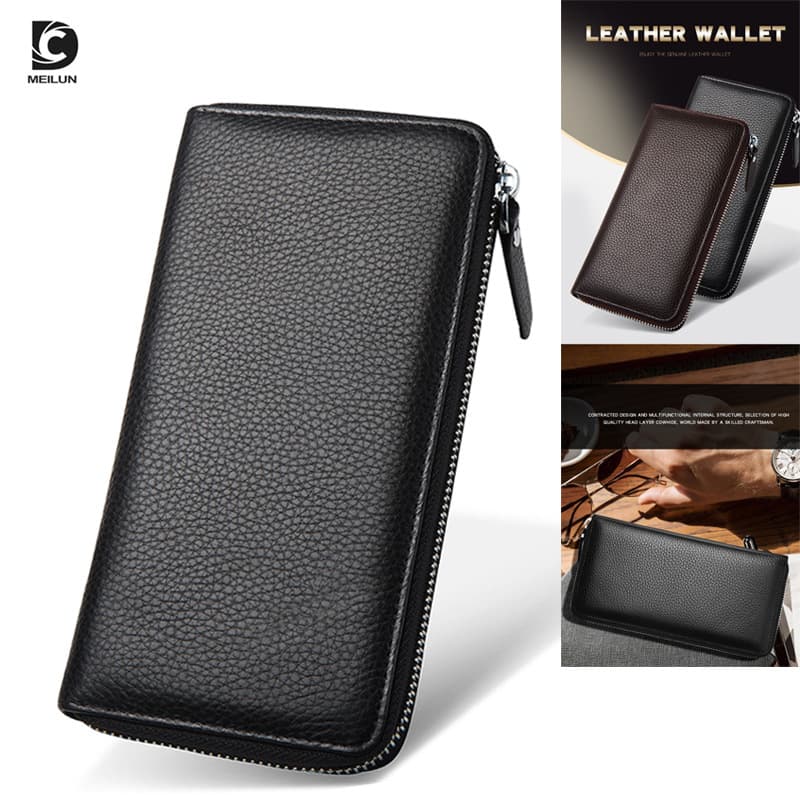 革財布 超大容量ジッパー式長財布