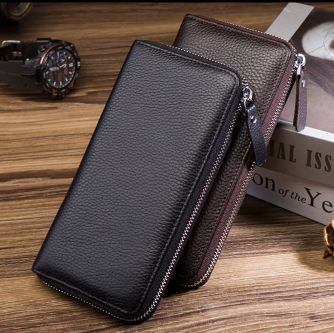 革財布 超大容量ジッパー式長財布