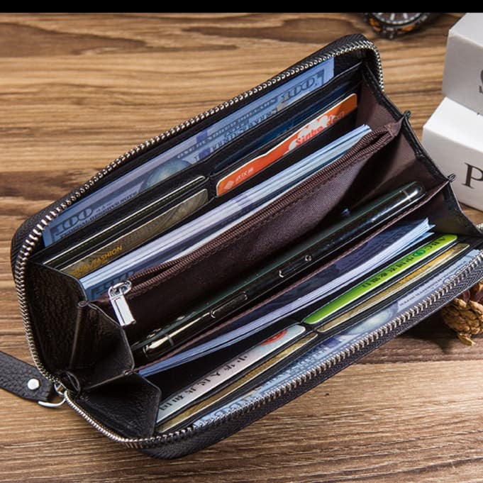 革財布 超大容量ジッパー式長財布