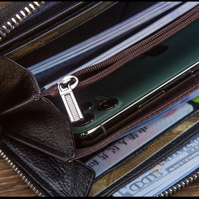 革財布 超大容量ジッパー式長財布