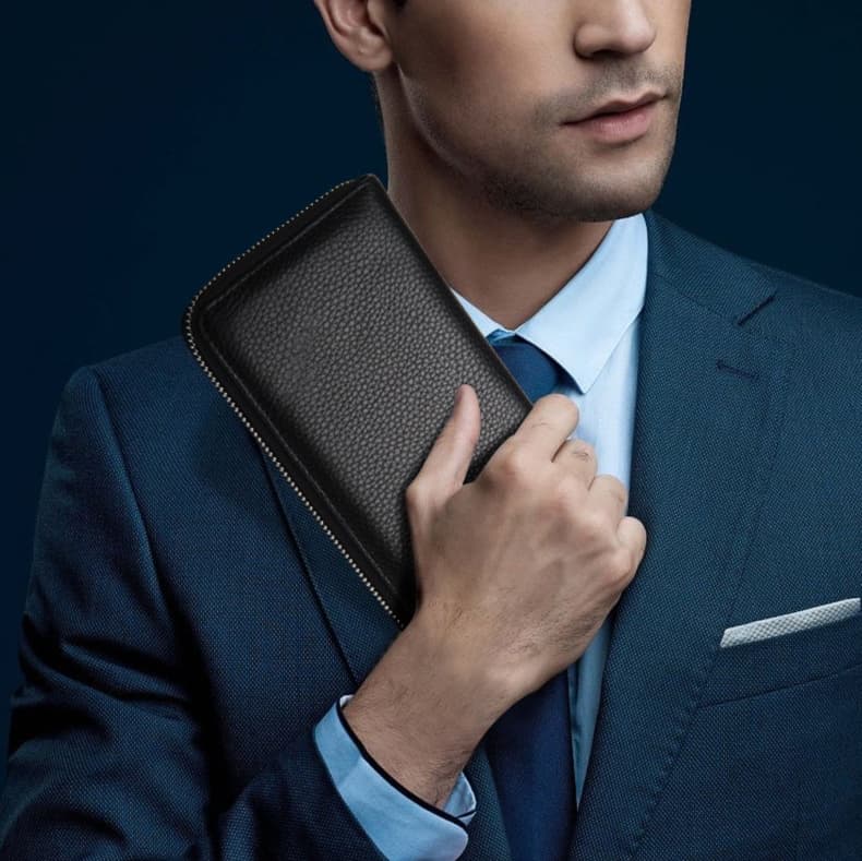 革財布 超大容量ジッパー式長財布