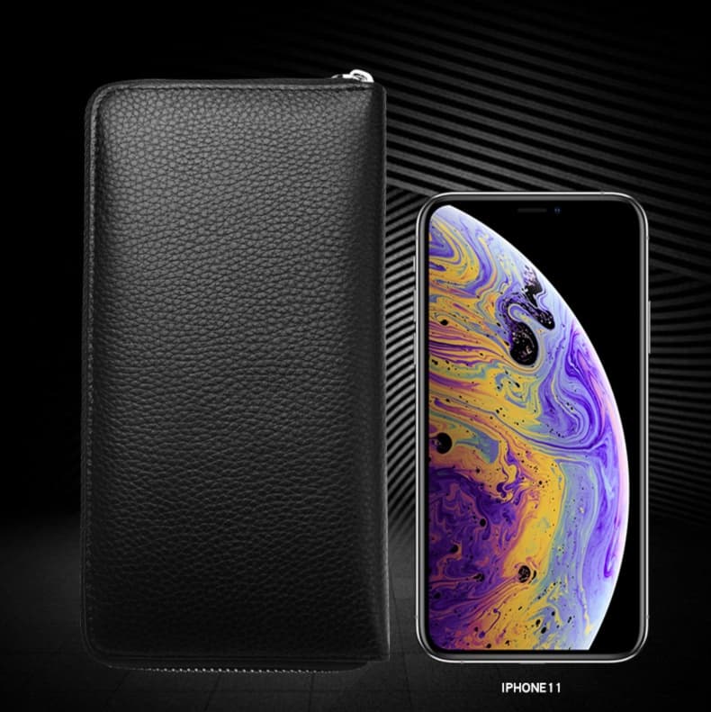 革財布 超大容量ジッパー式長財布