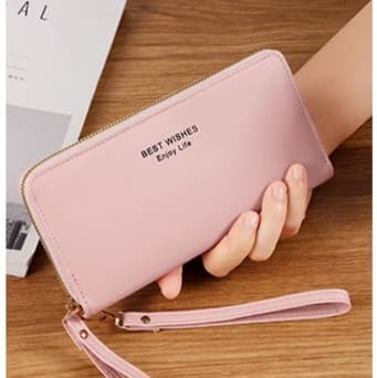 シンプルロゴのジップ式長財布