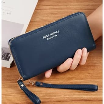 シンプルロゴのジップ式長財布