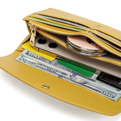 ラウンドフラップのスマート長財布