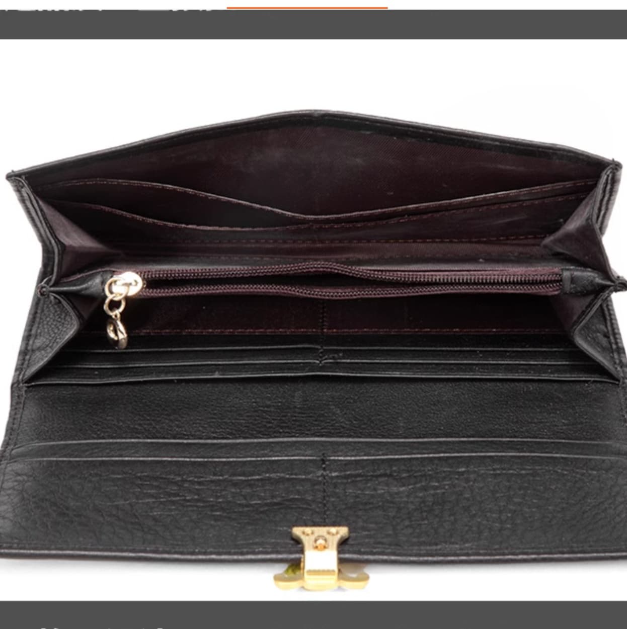 ゴールドロゴの革ウォレット