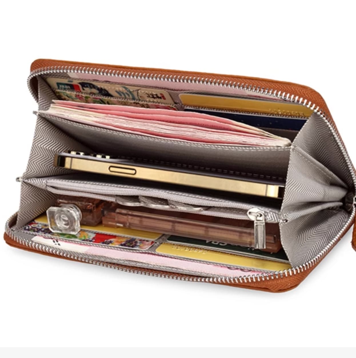 高級革のラウンドジップウォレット