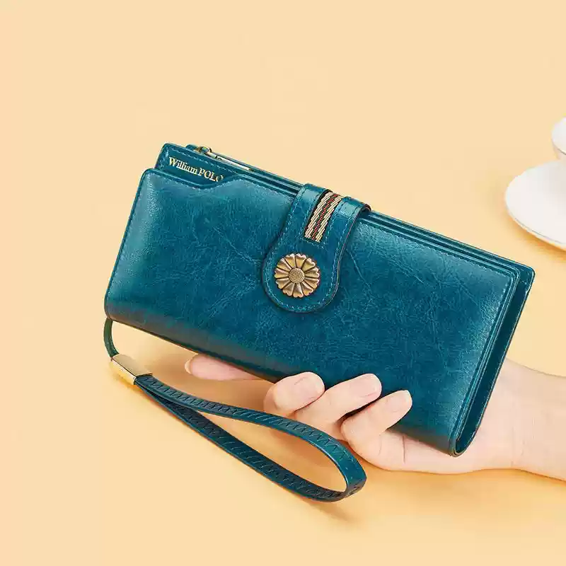 ヴィンテージフラワーの本革長財布