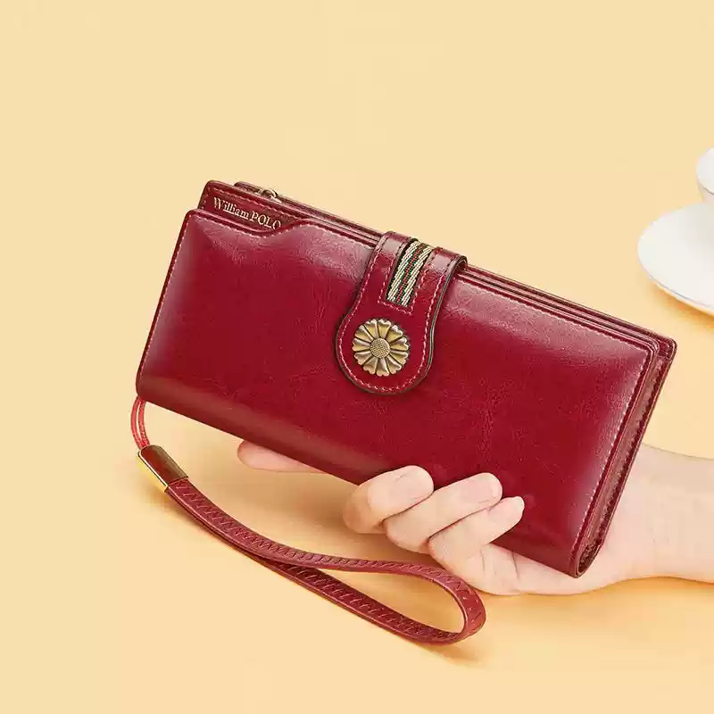 ヴィンテージフラワーの本革長財布