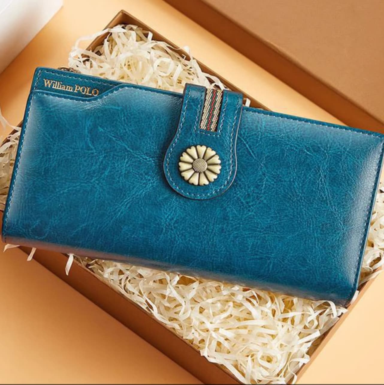 ヴィンテージフラワーの本革長財布