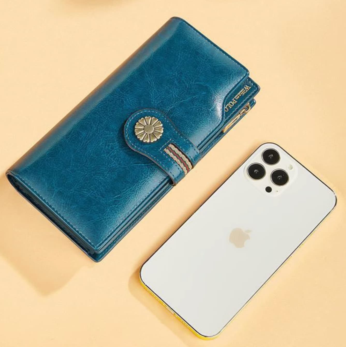 ヴィンテージフラワーの本革長財布