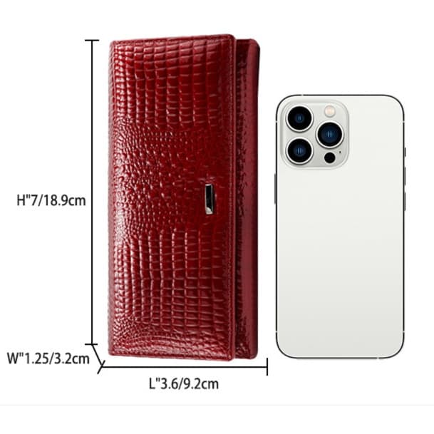 クロコダイル柄高級牛革長財布