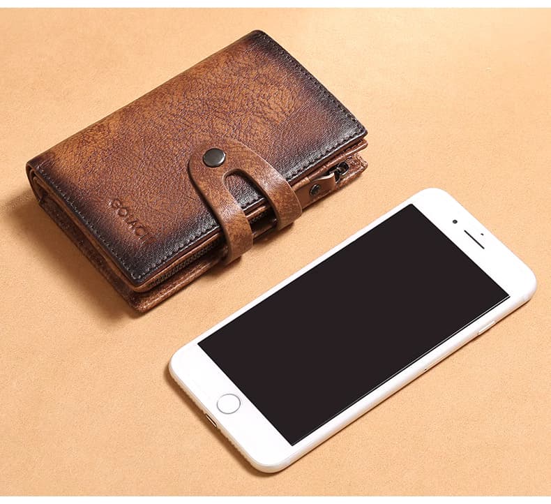 ヴィンテージ風本革コンパクト財布