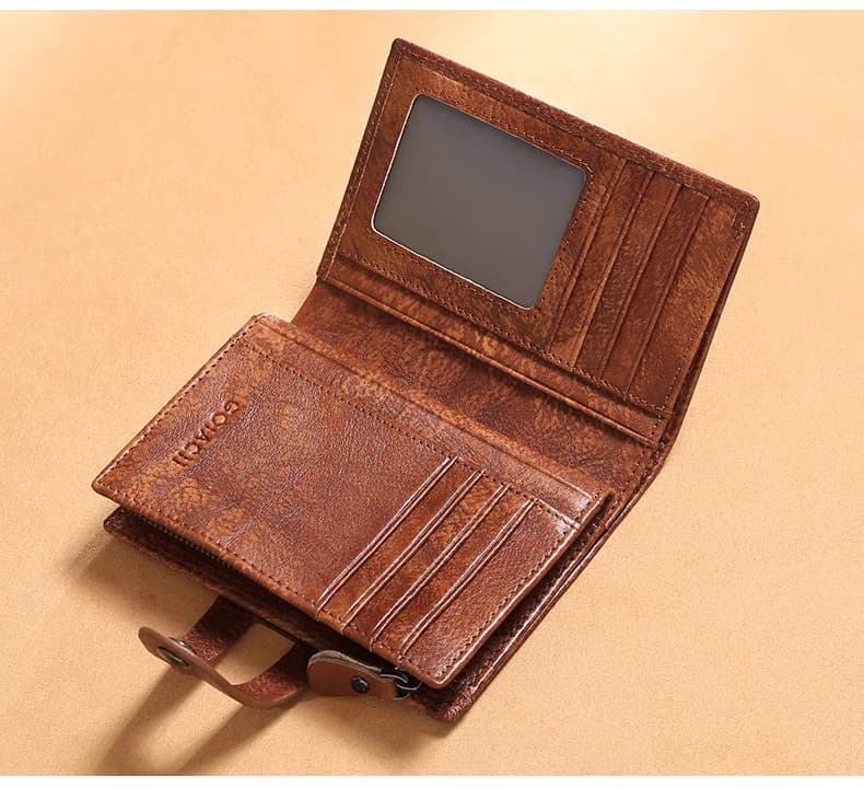 ヴィンテージ風本革コンパクト財布