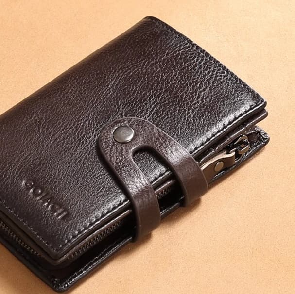 ヴィンテージ風本革コンパクト財布