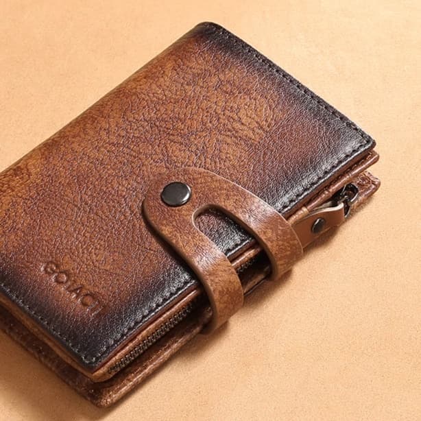 ヴィンテージ風本革コンパクト財布