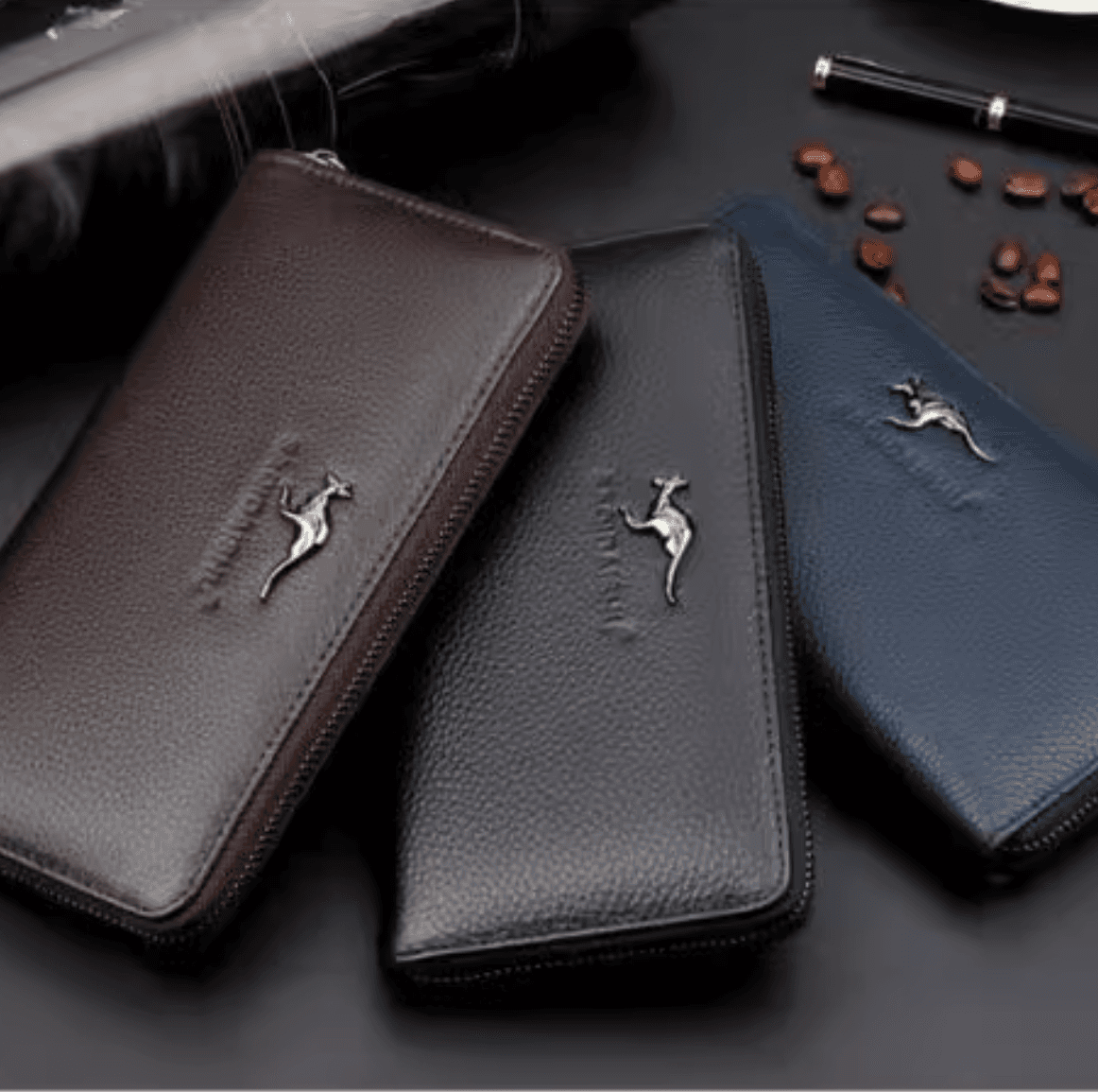カンガルーロゴ入りメンズ長財布