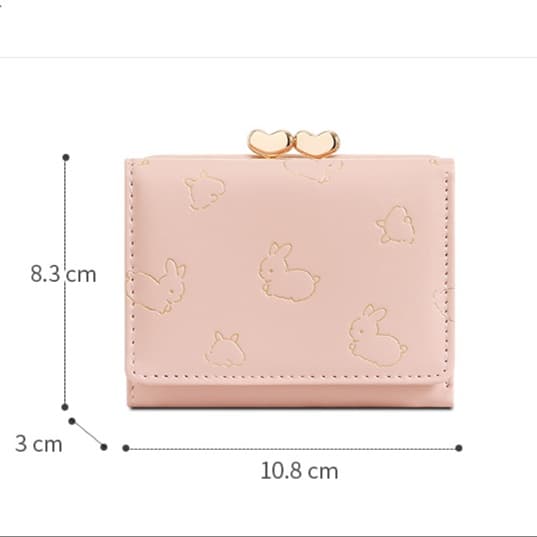 うさぎ模様の箔押し三つ折りミニ財布