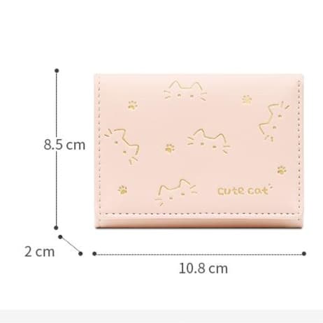 猫の箔押し三つ折り財布