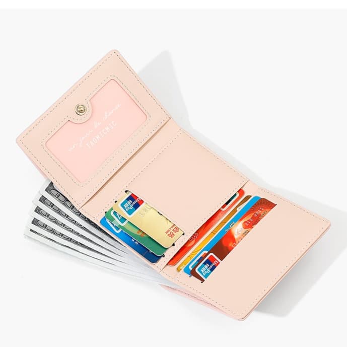 猫の箔押し三つ折り財布