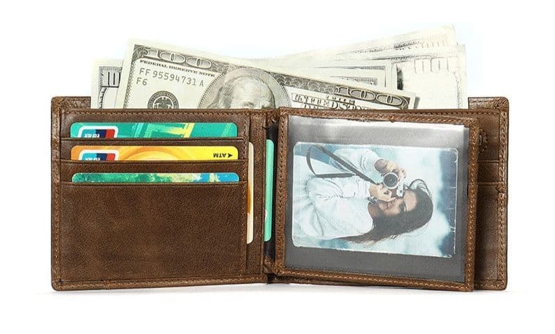 革 財布 本革仕立てステッチデザイン二つ折り財布