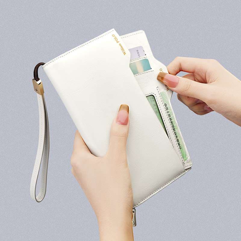 革財布 多機能ジッパー付き長財布