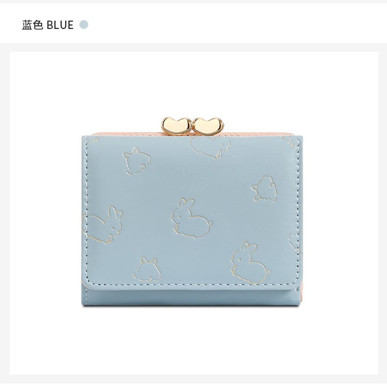うさぎ模様の箔押し三つ折りミニ財布