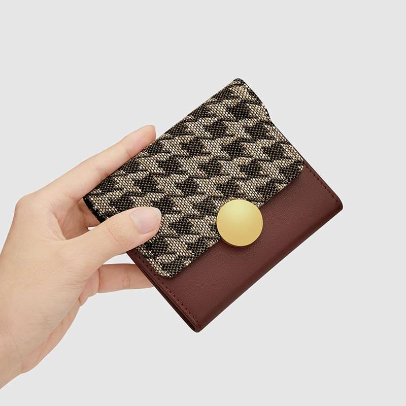 革財布 チェック柄フラップミニ財布