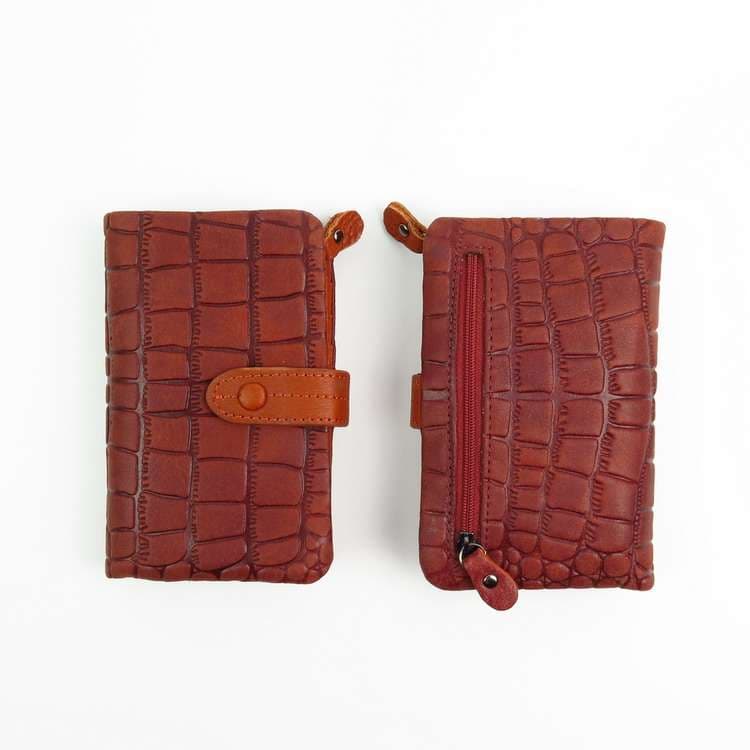 クロコ型押し二つ折り2Way財布