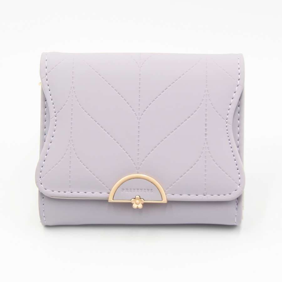 革財布 リーフ柄型押しスナップミニ財布