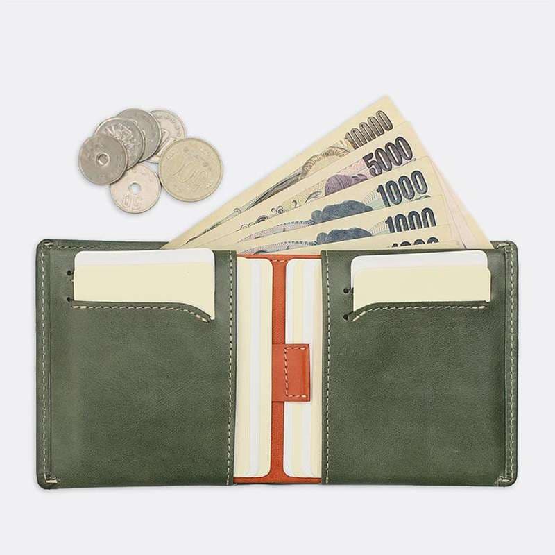 革財布 薄型多機能革二つ折り財布
