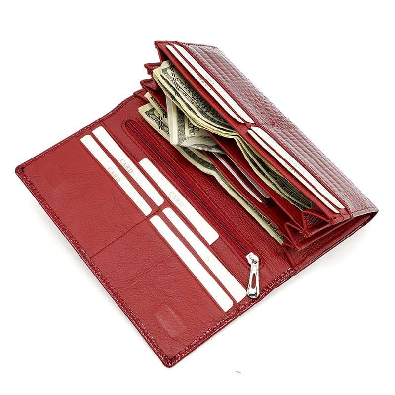 クロコダイル柄高級牛革長財布