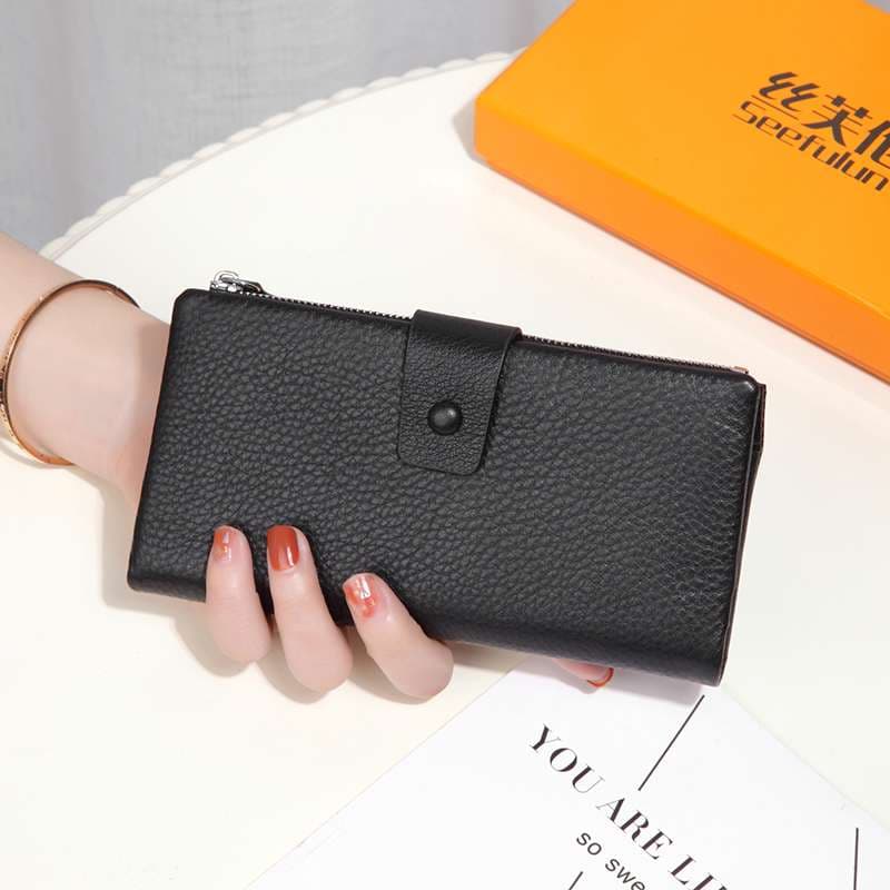 スナップボタン式レディース長財布