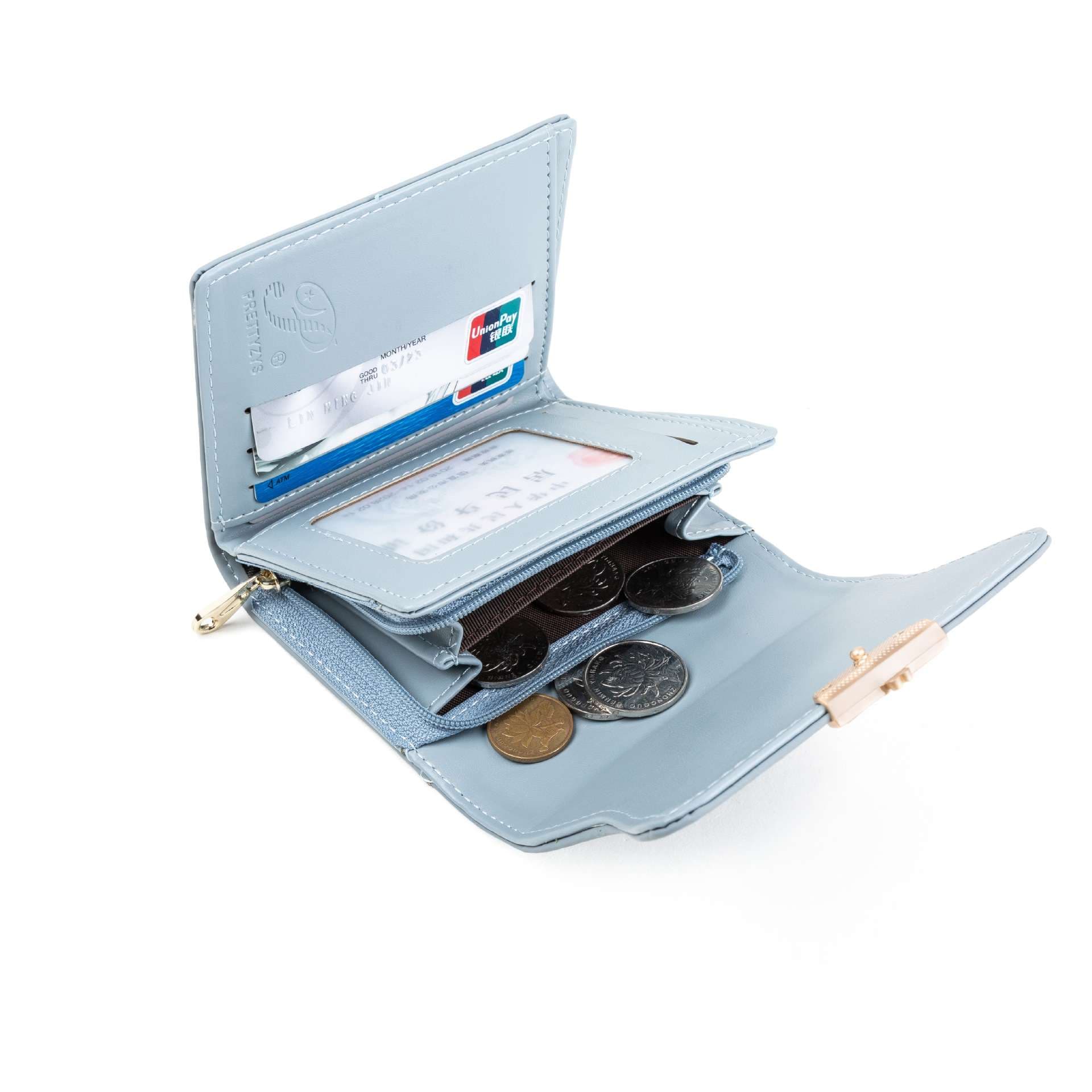 革財布 リーフ柄型押しスナップミニ財布