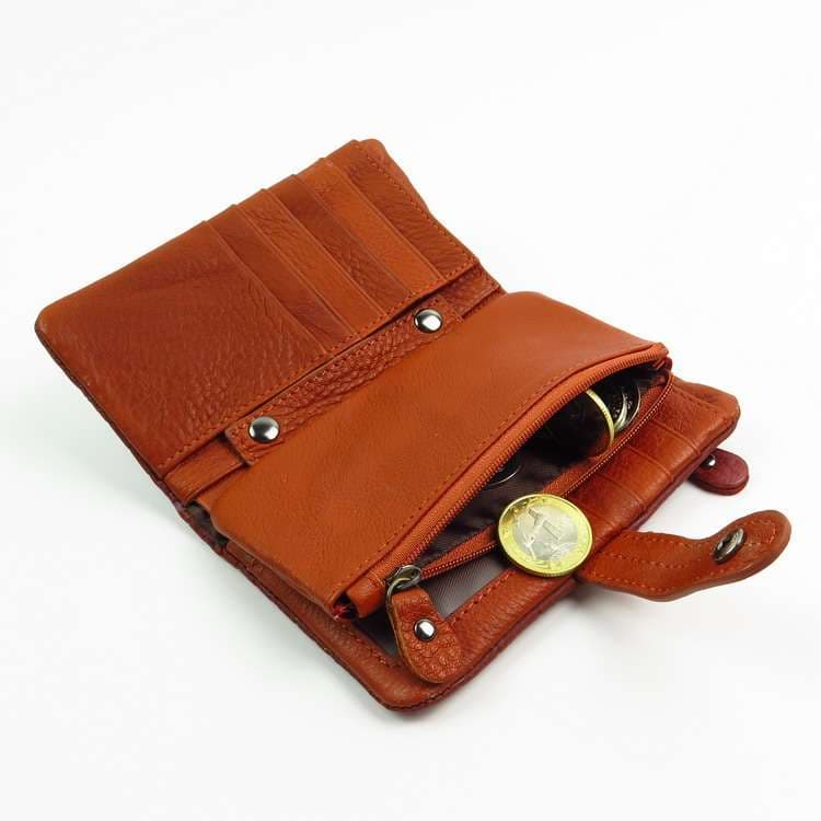 クロコ型押し二つ折り2Way財布