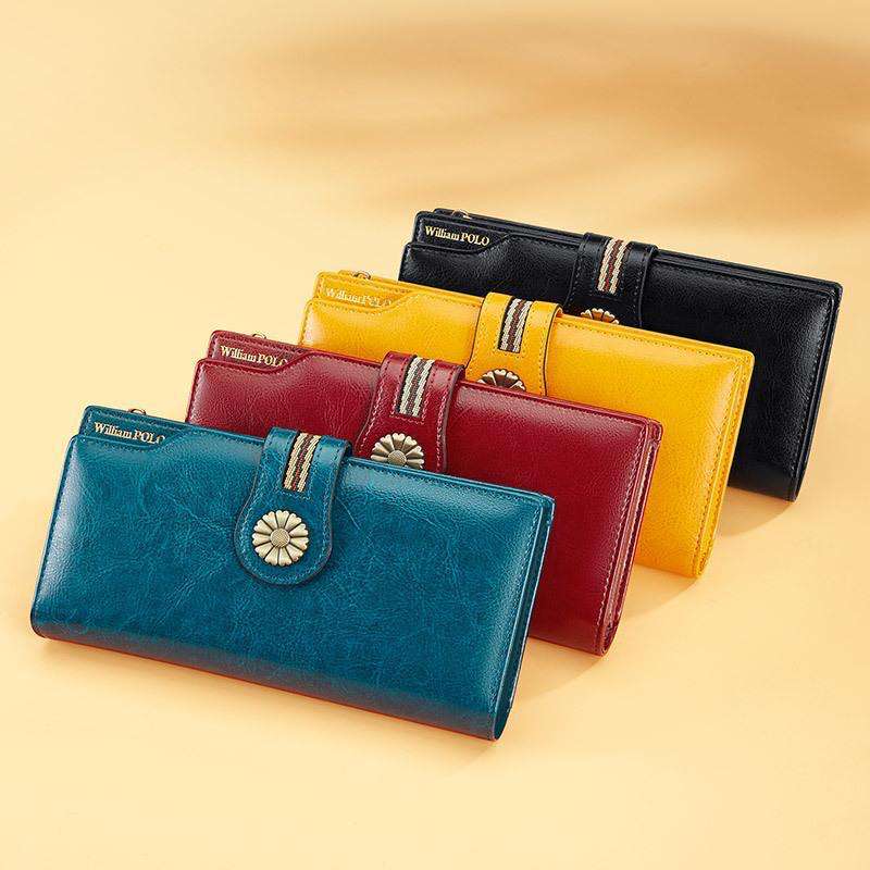 ヴィンテージフラワーの本革長財布