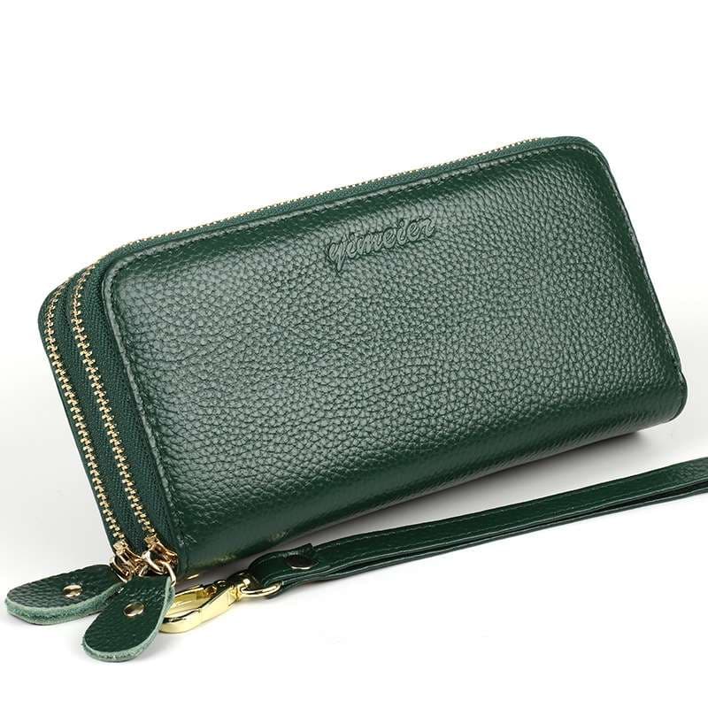 革財布 上質な本革使用 二重ファスナー長財布