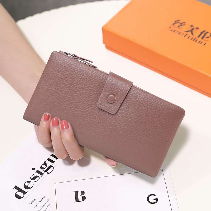 スナップボタン式レディース長財布