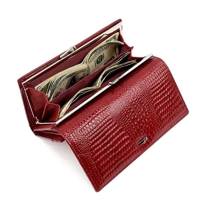 クロコダイル柄高級牛革長財布