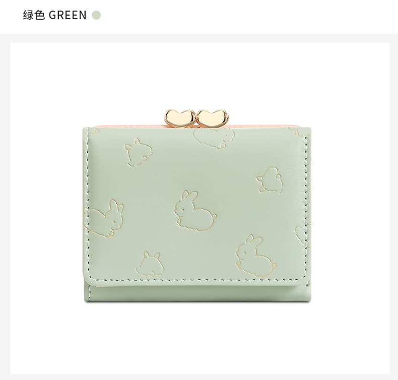 うさぎ模様の箔押し三つ折りミニ財布