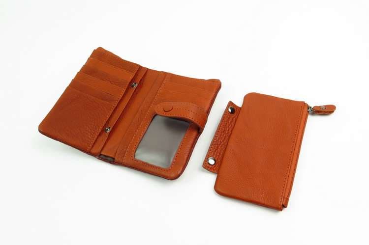 クロコ型押し二つ折り2Way財布