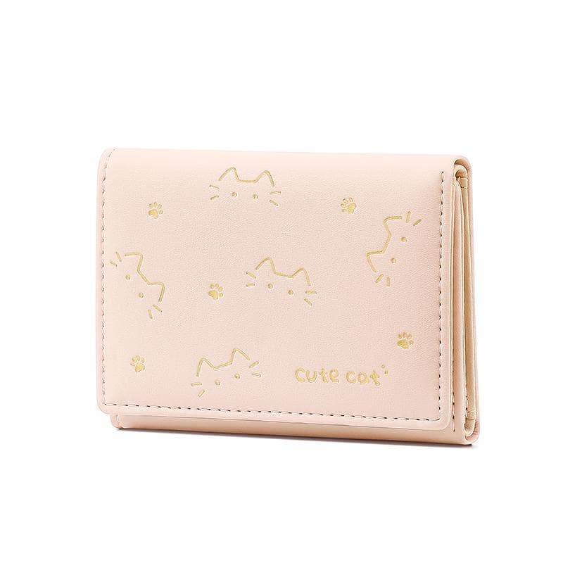 猫の箔押し三つ折り財布