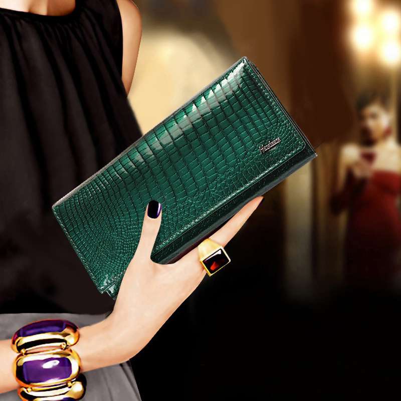 革財布 高級クロコダイル型押し長財布