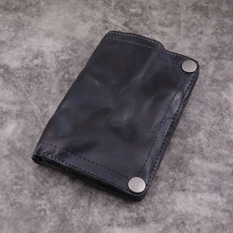 アンティーク風職人手作り本革二つ折り財布