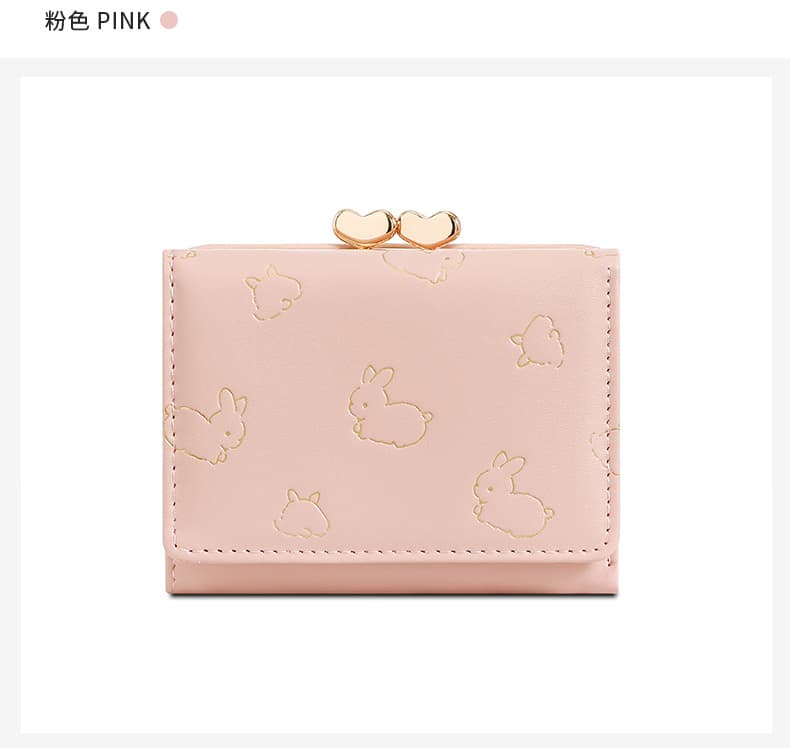 うさぎ模様の箔押し三つ折りミニ財布