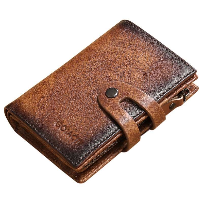 ヴィンテージ風本革コンパクト財布