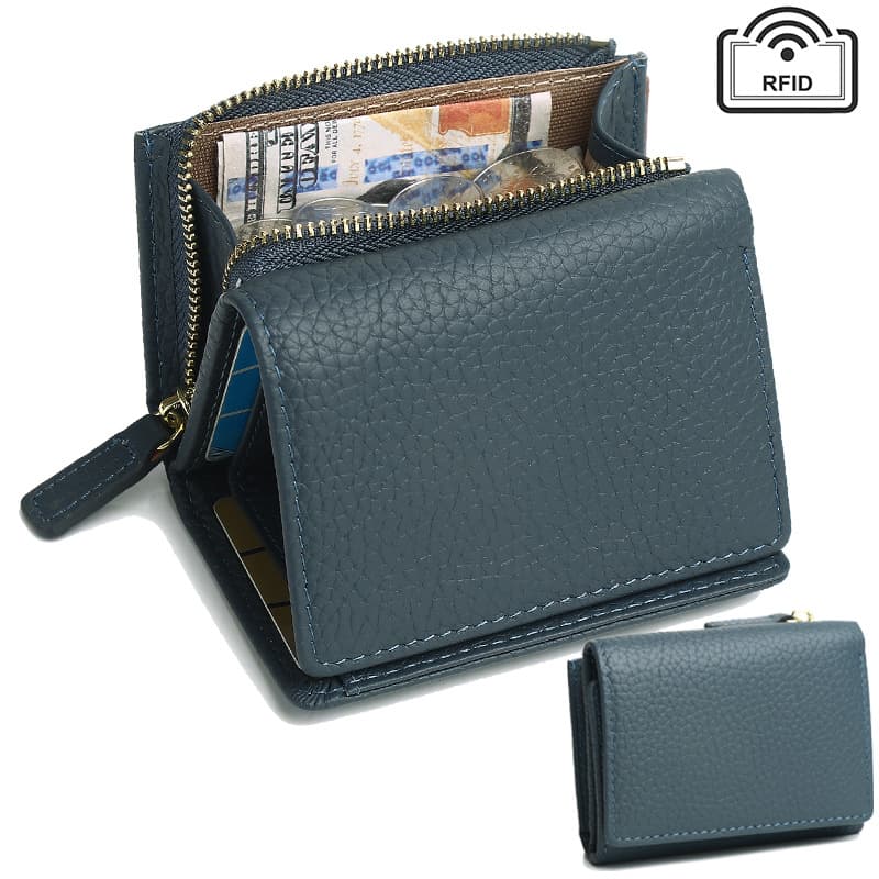 ジッパー付き三つ折り財布